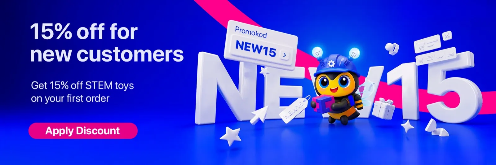15% off for new customers — promo code NEW15